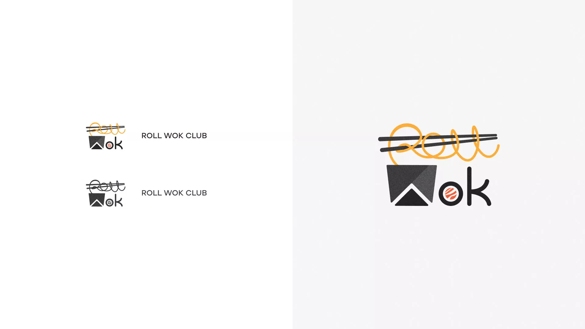 Разработка логотипа суши-бара «Roll Wok Club» в Медвежьегорске